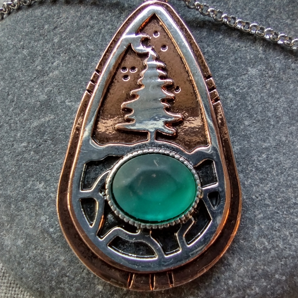 Last ONE!!! Pine Tree Moon Necklace - Picture 7 of 7